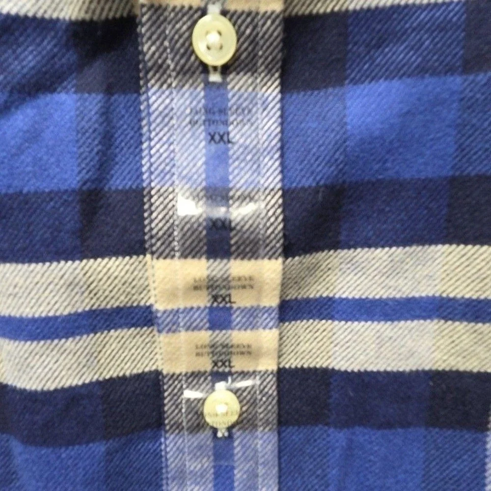 Polo Ralph Lauren Performance Flannel Mens XXL Blue Plaid Custom Fit Shirt